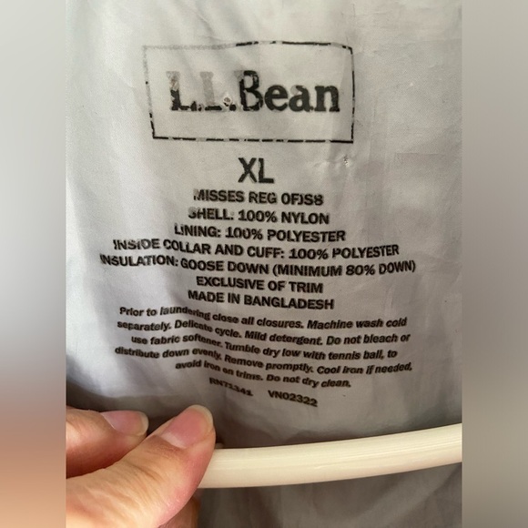 L.L. Bean Goose Down Puffer Jacket PINK Berry Full Zip Sz XL - Picture 11 of 14